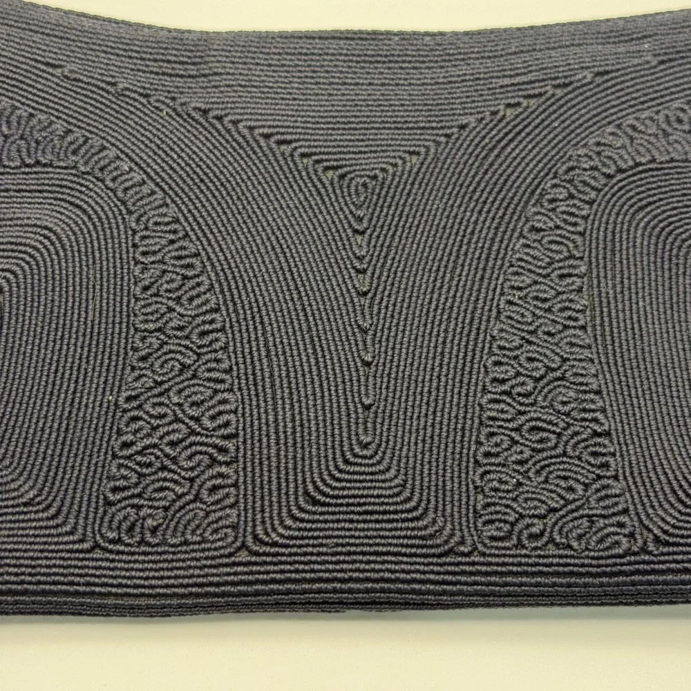 Vintage 1940s Corde Navy Blue Genuine Clutch Evening Bag Brass Zipper Ring Pull